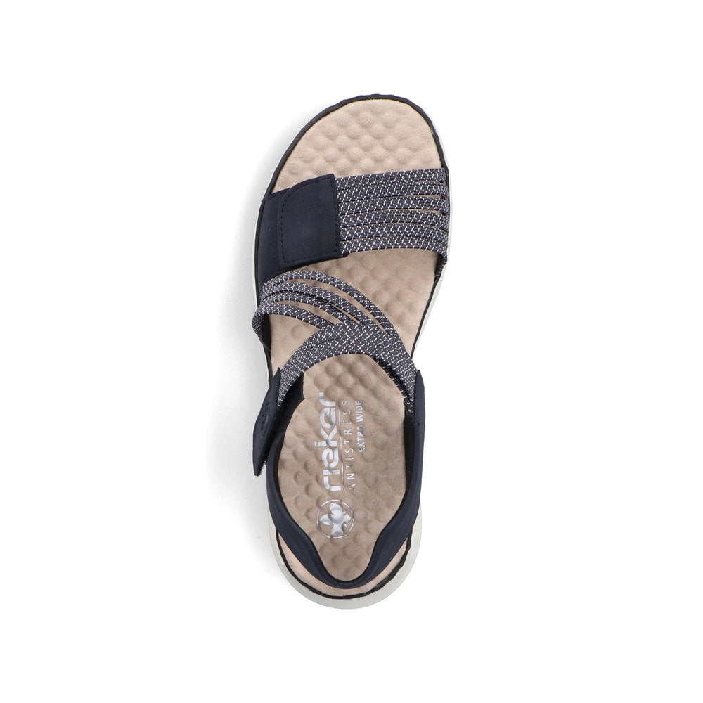 Rieker 65671-14 Navy & White H Fit Velcro Slingback Sandals