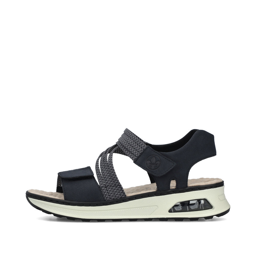 Rieker 65671-14 Navy & White H Fit Velcro Slingback Sandals