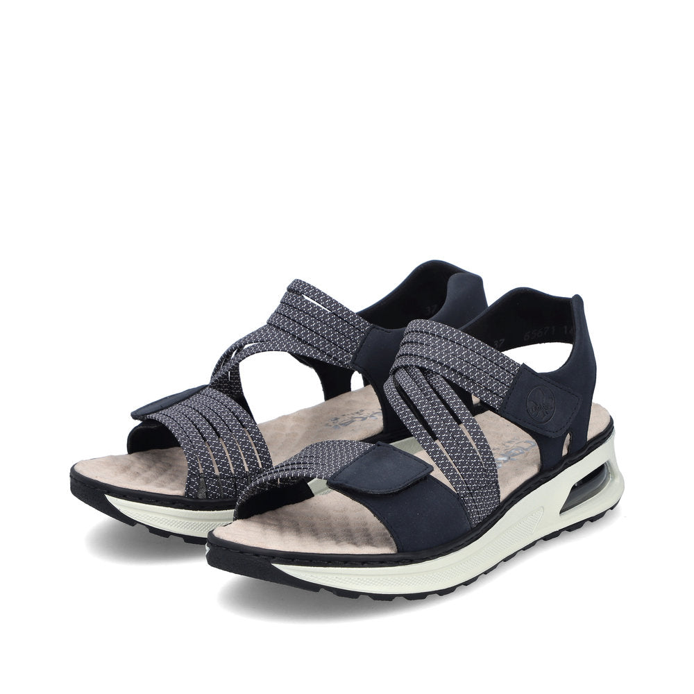 Rieker 65671-14 Navy & White H Fit Velcro Slingback Sandals