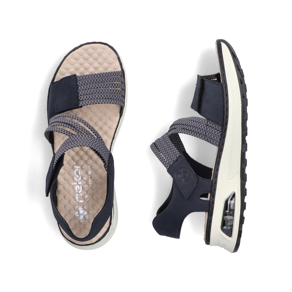 Rieker 65671-14 Navy & White H Fit Velcro Slingback Sandals