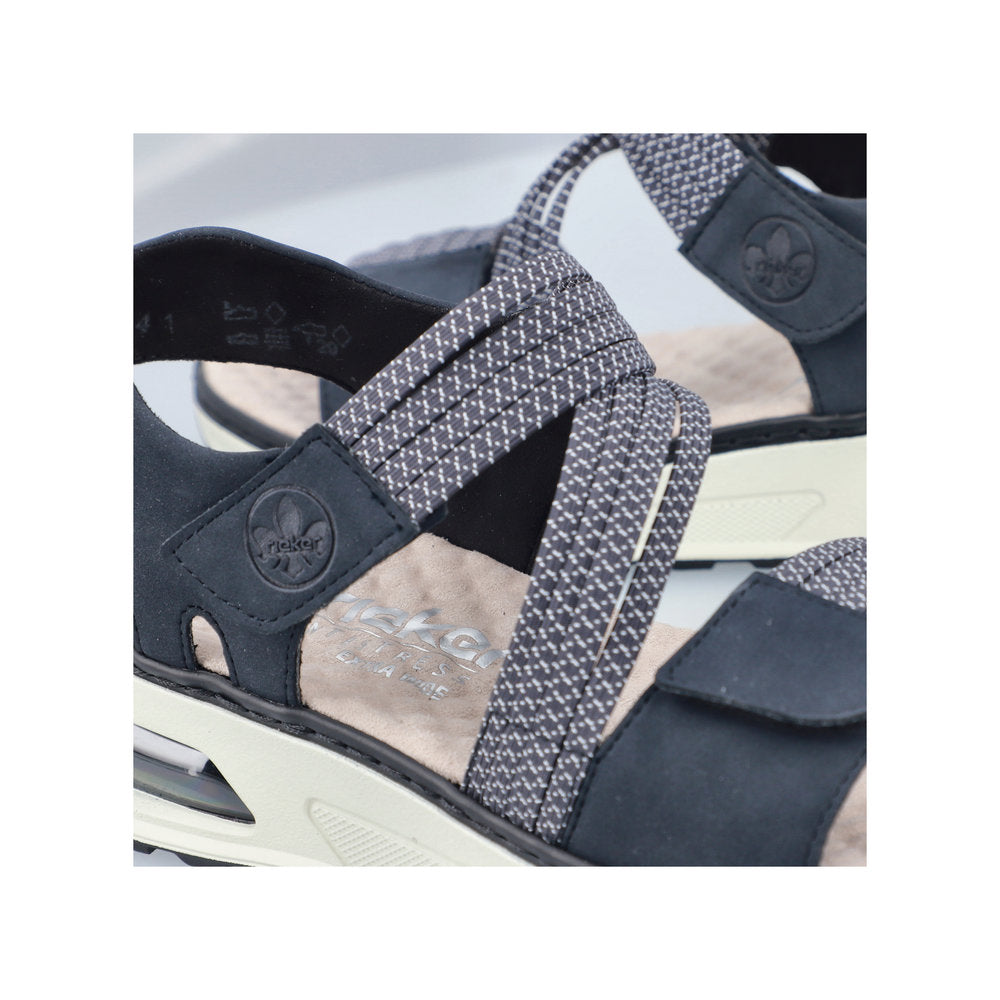 Rieker 65671-14 Navy & White H Fit Velcro Slingback Sandals