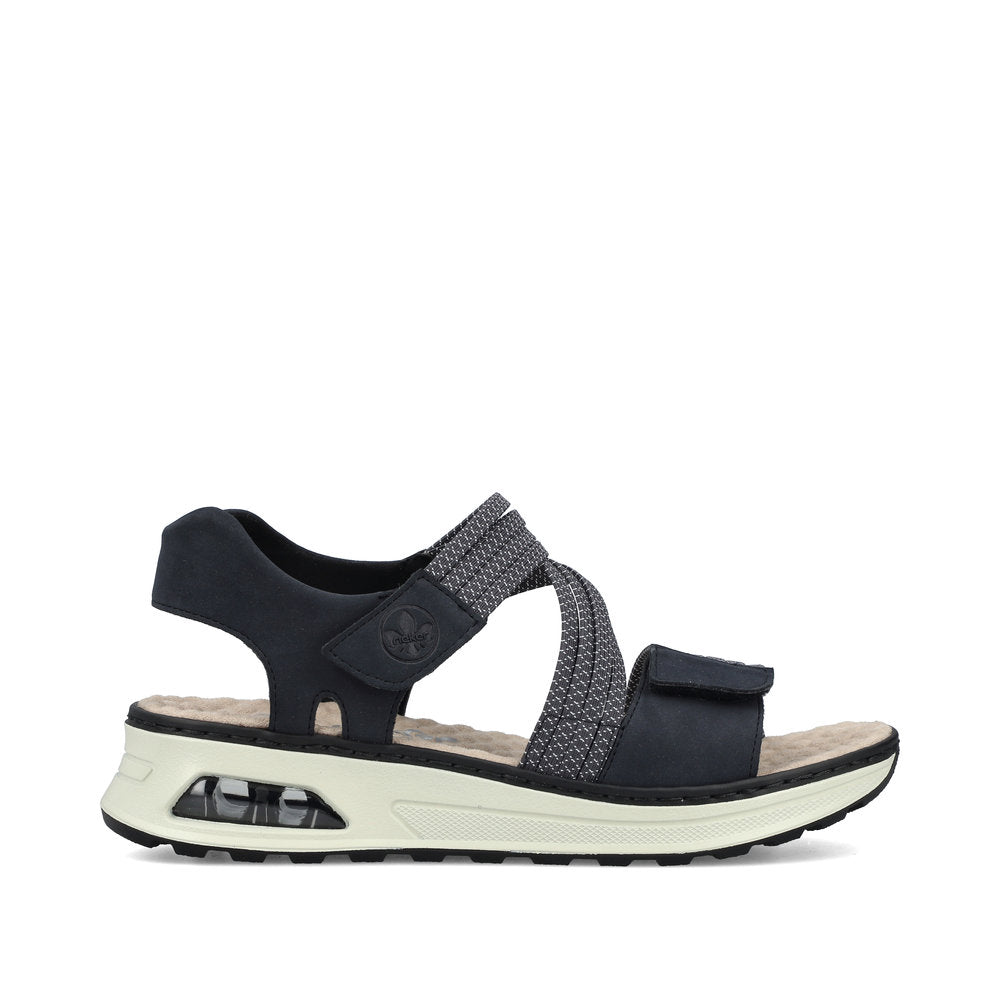 Rieker 65671-14 Navy & White H Fit Velcro Slingback Sandals