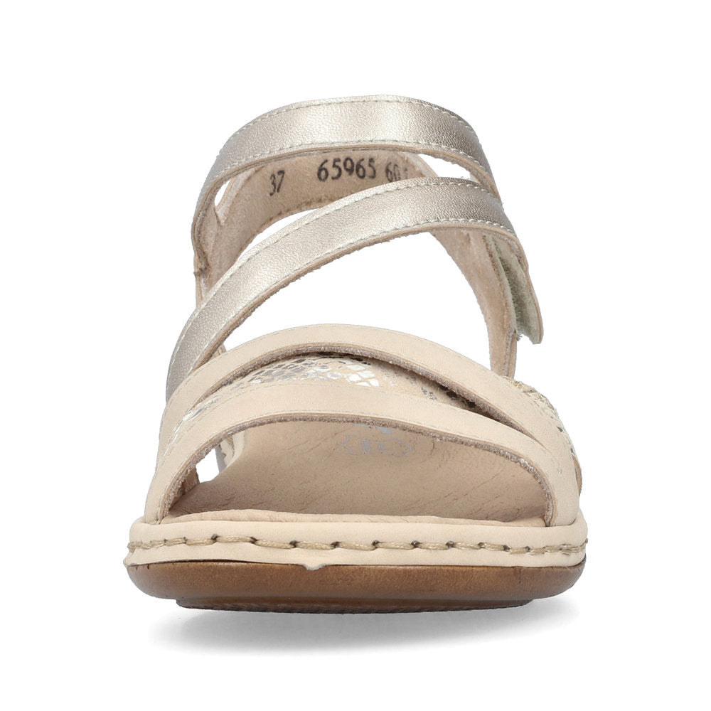 Rieker 65965-60 Beige & Gold Combi Velcro Sandals with Slingback Strap