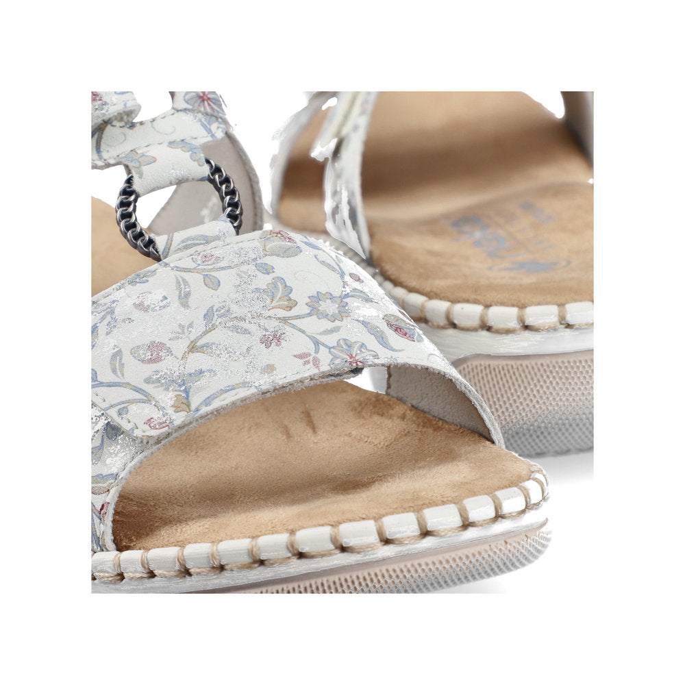 Rieker 66292-90 Grey Multicolour H Fit Slip On Sandals with Velcro