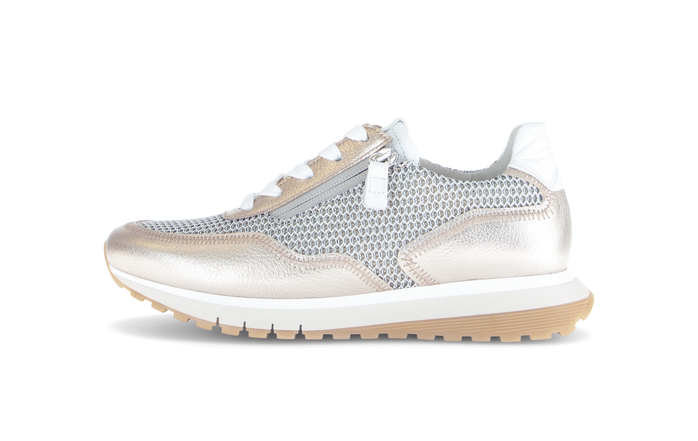 Gabor Comfort 66.379.62 Off White & Gold Mesh H Fit Sneakers