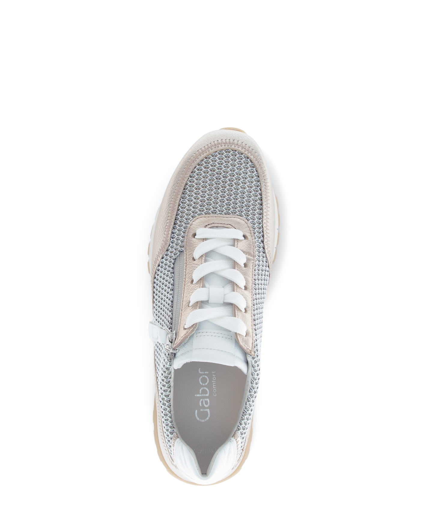 Gabor Comfort 66.379.62 Off White & Gold Mesh H Fit Sneakers