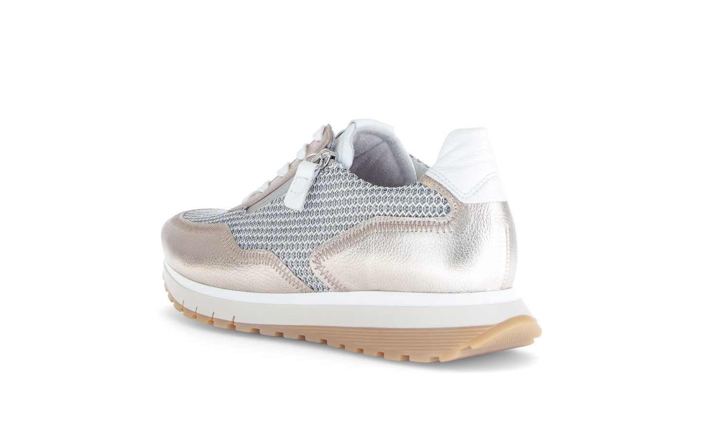 Gabor Comfort 66.379.62 Off White & Gold Mesh H Fit Sneakers