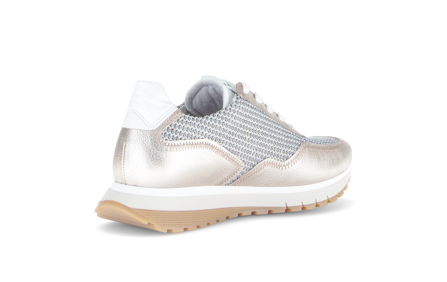 Gabor Comfort 66.379.62 Off White & Gold Mesh H Fit Sneakers