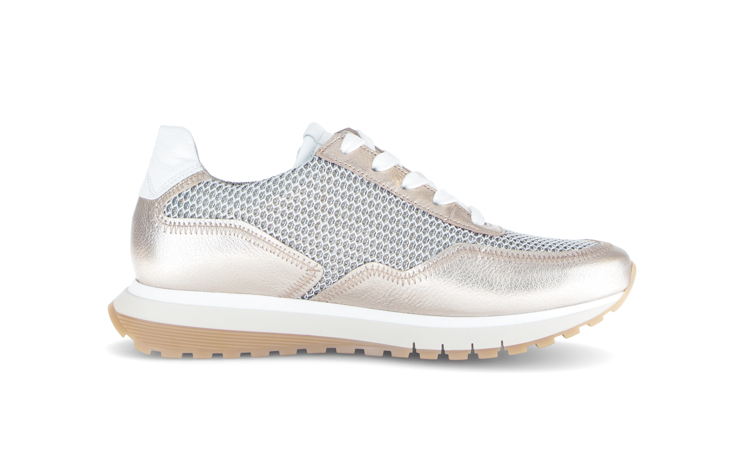 Gabor Comfort 66.379.62 Off White & Gold Mesh H Fit Sneakers