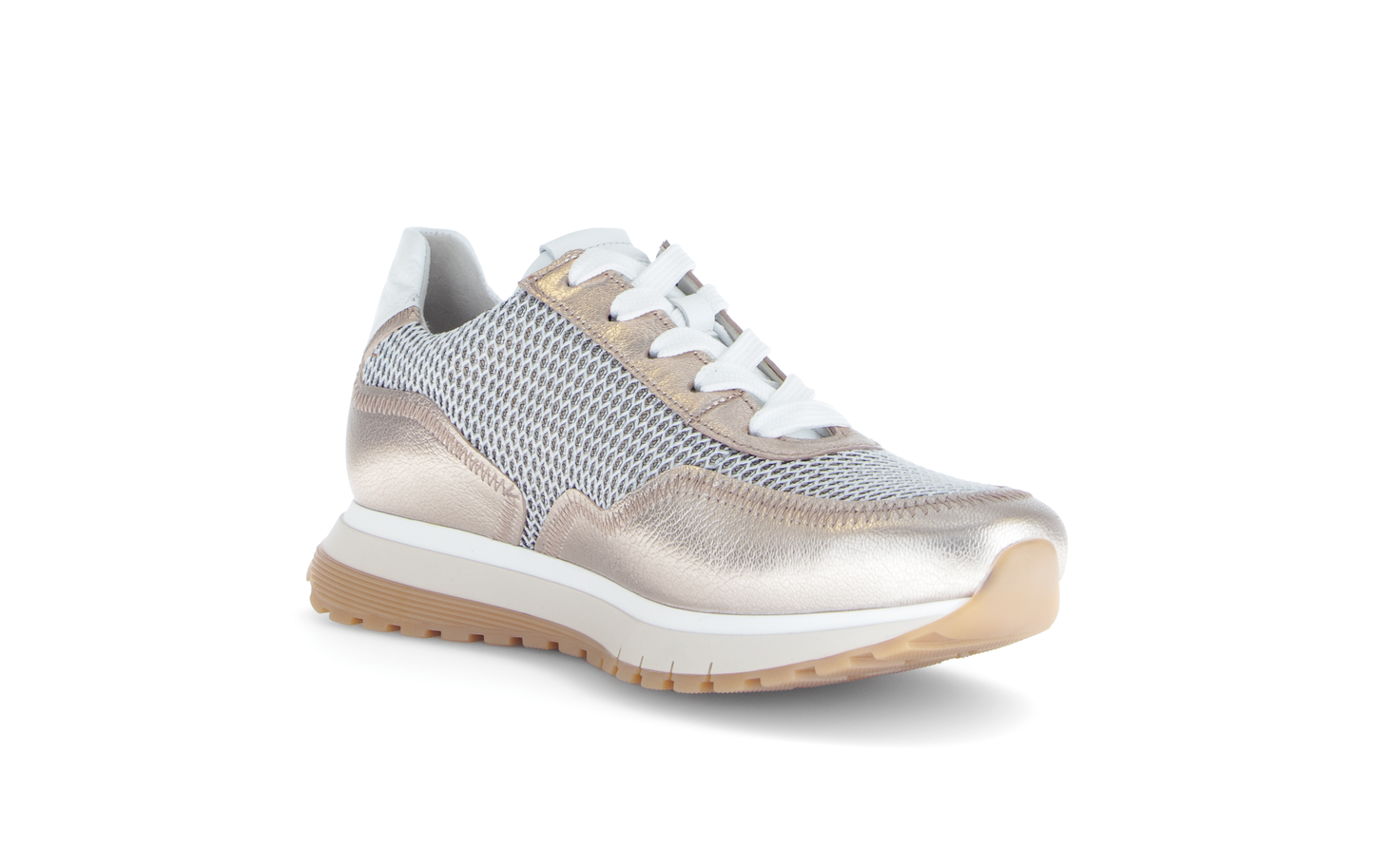 Gabor Comfort 66.379.62 Off White & Gold Mesh H Fit Sneakers