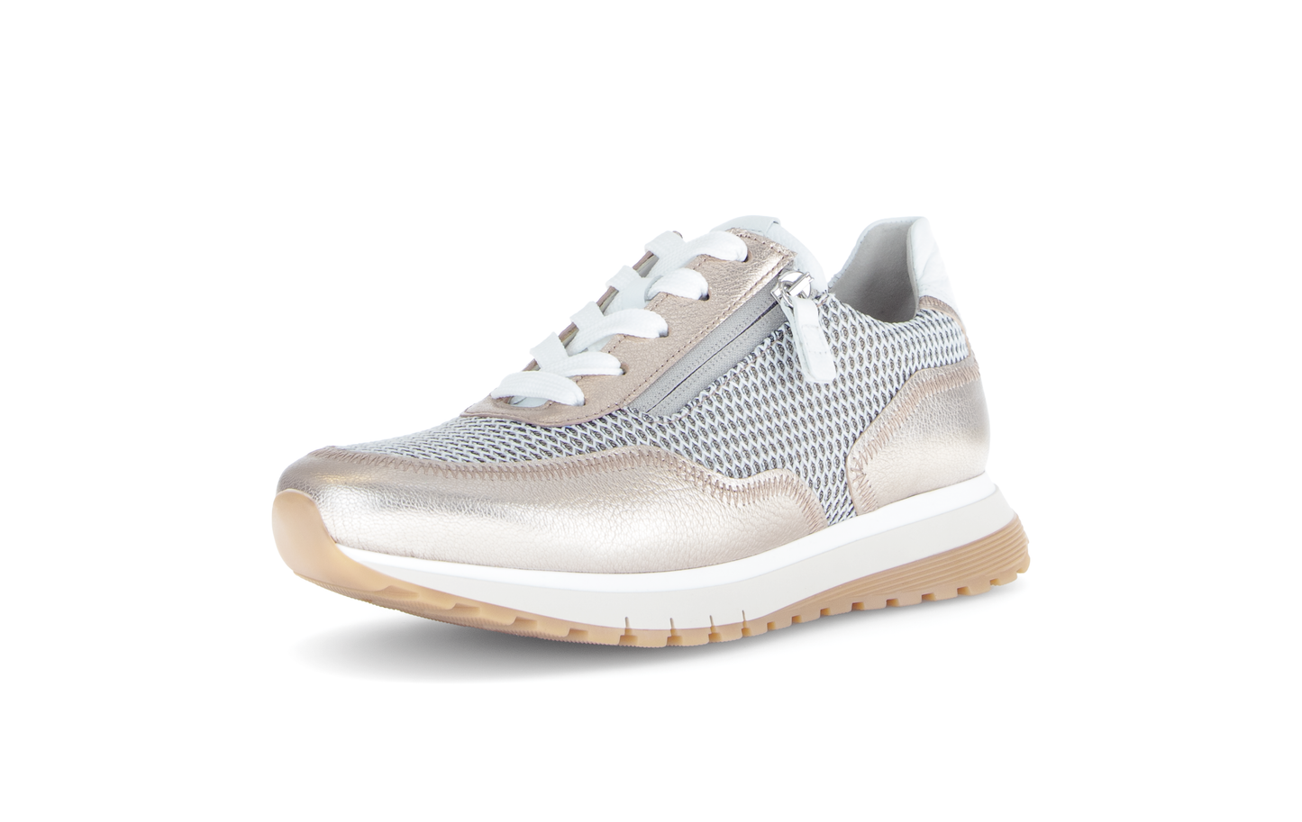 Gabor Comfort 66.379.62 Off White & Gold Mesh H Fit Sneakers