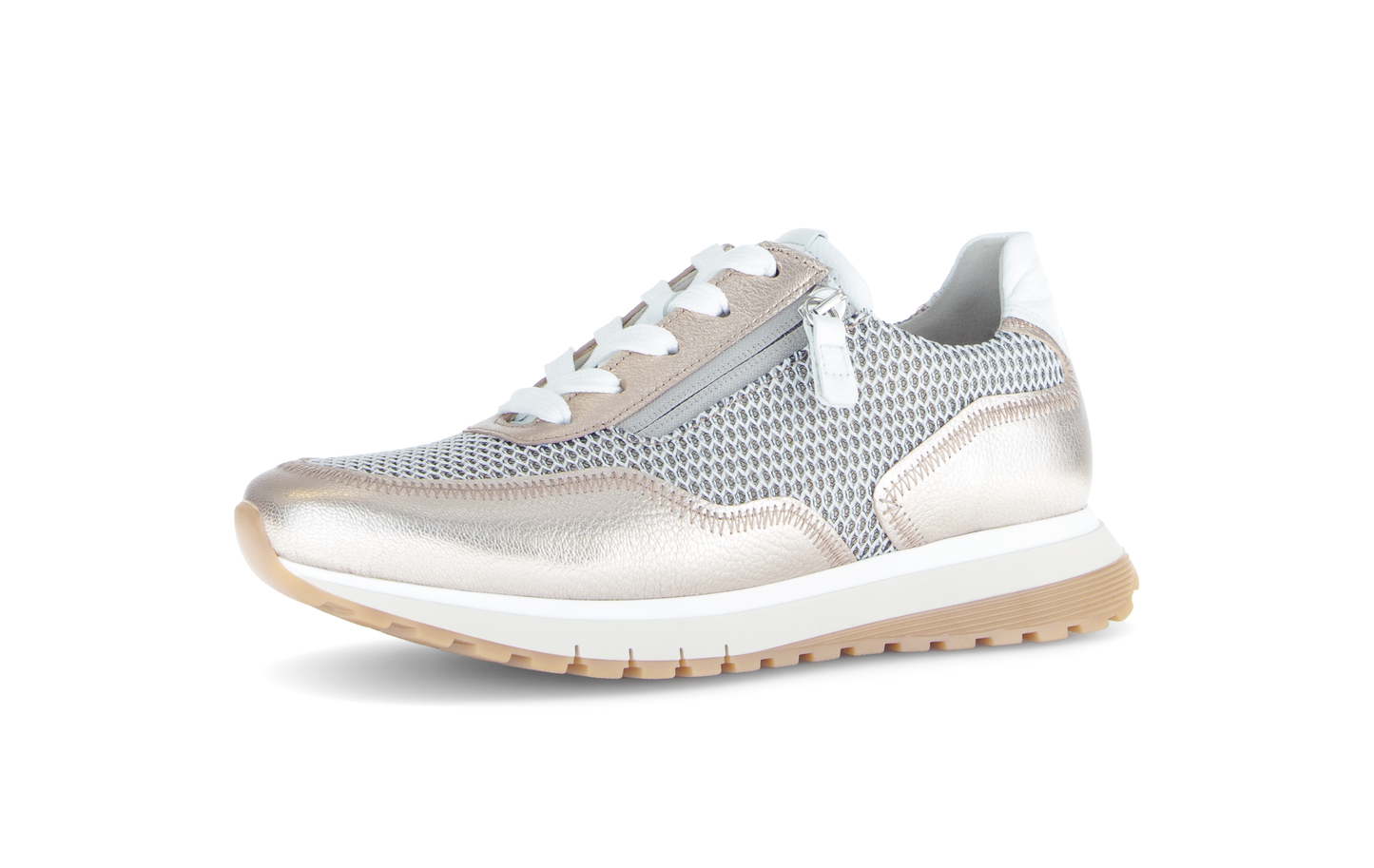 Gabor Comfort 66.379.62 Off White & Gold Mesh H Fit Sneakers