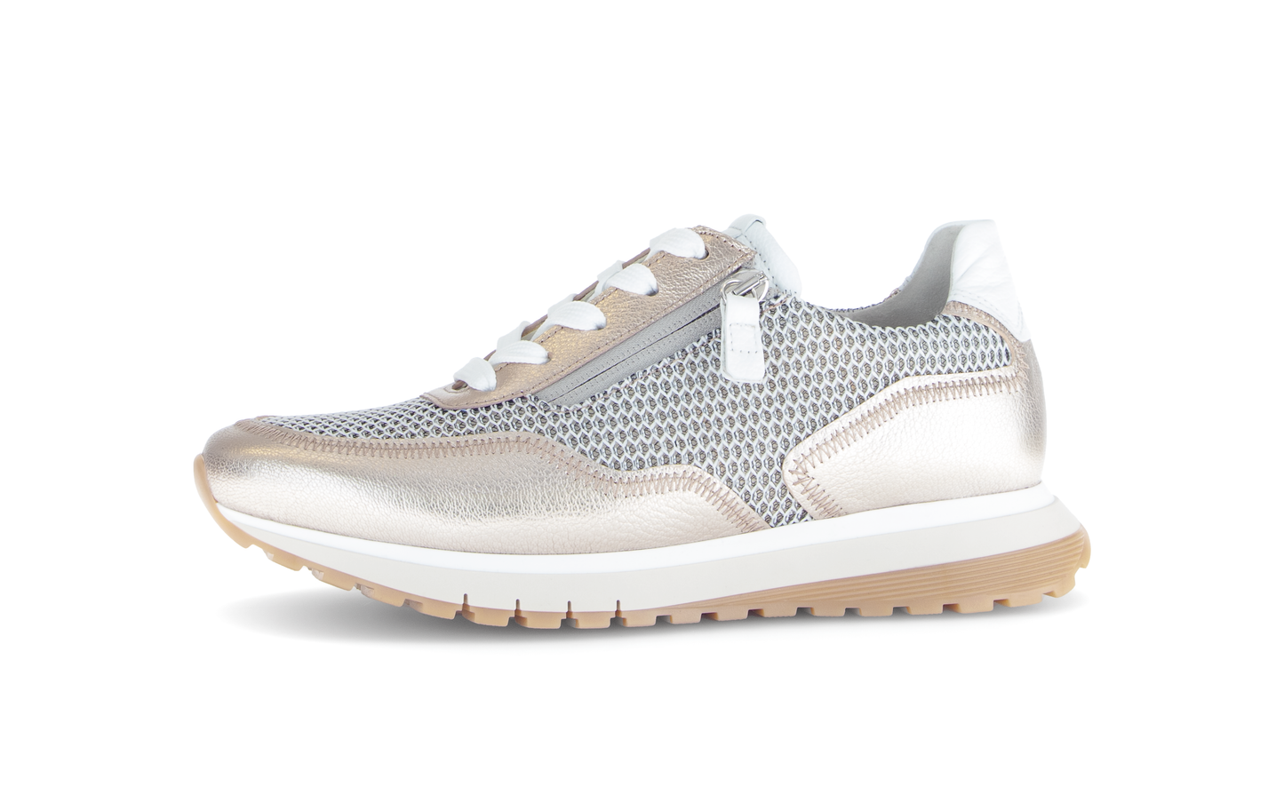 Gabor Comfort 66.379.62 Off White & Gold Mesh H Fit Sneakers