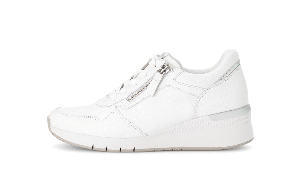 Gabor Comfort 66.508.50 G Fit White & Silver Sneakers with Zip