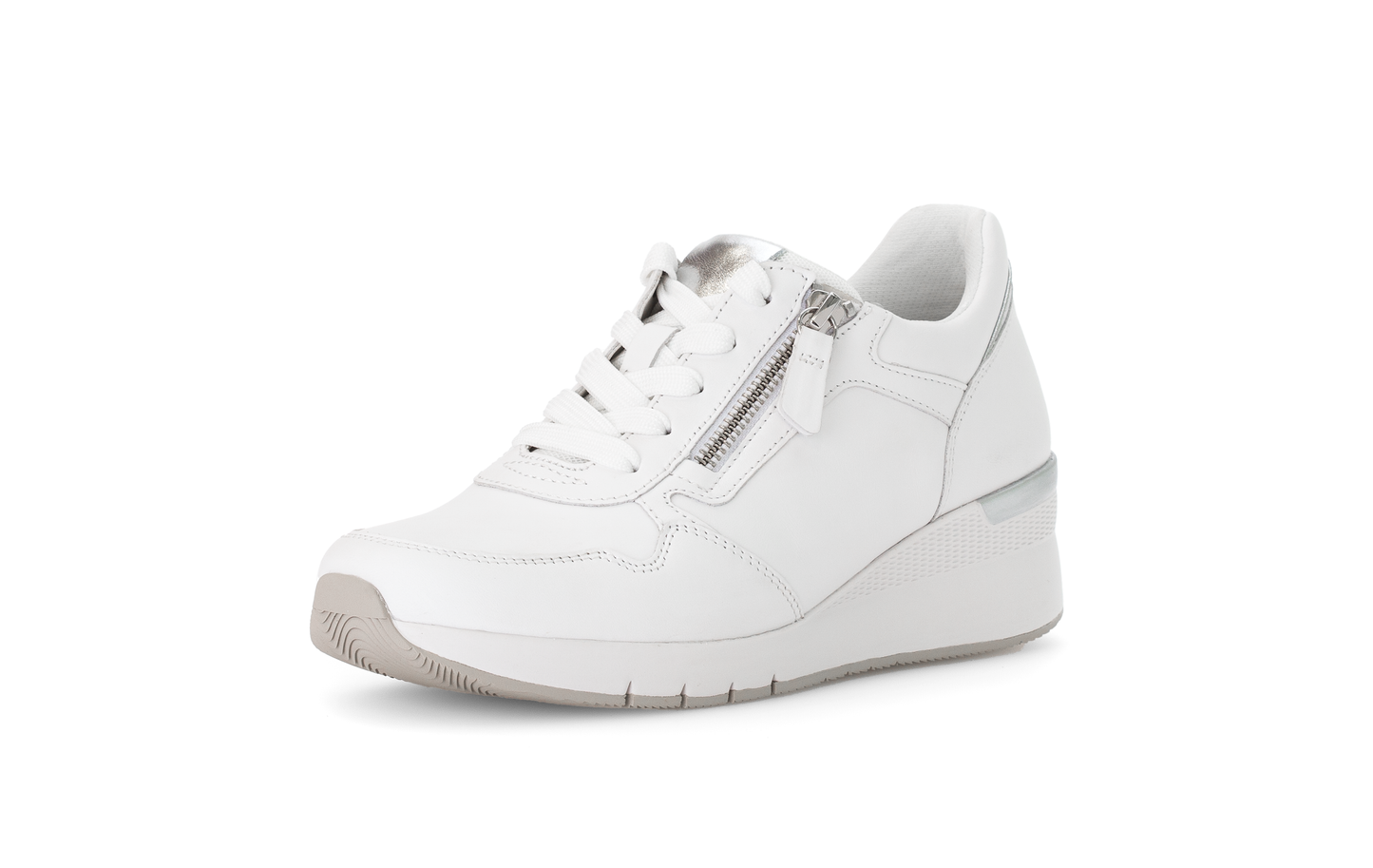 Gabor Comfort 66.508.50 G Fit White & Silver Sneakers with Zip