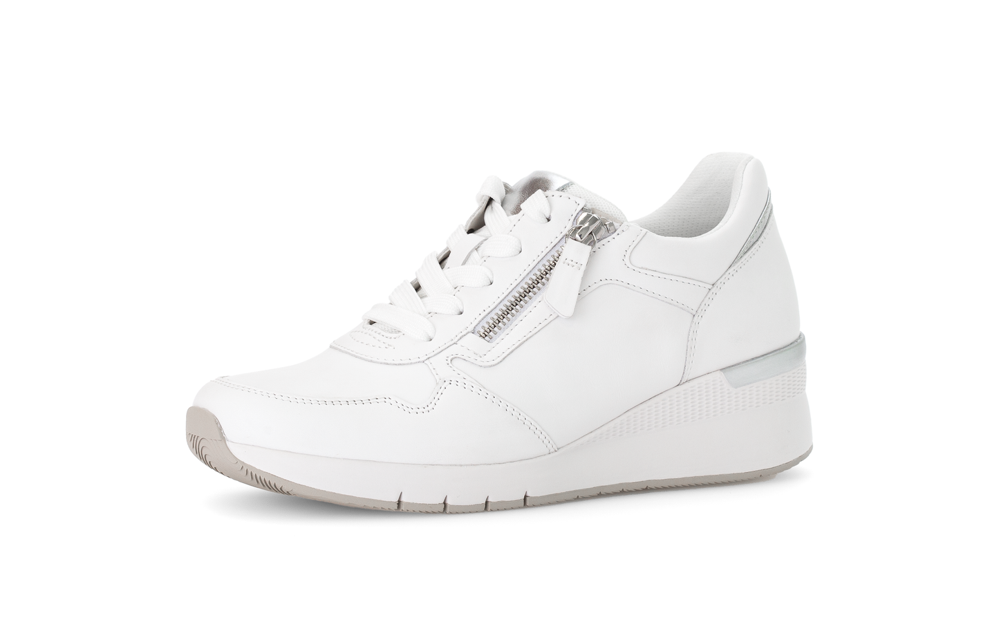 Gabor Comfort 66.508.50 G Fit White & Silver Sneakers with Zip
