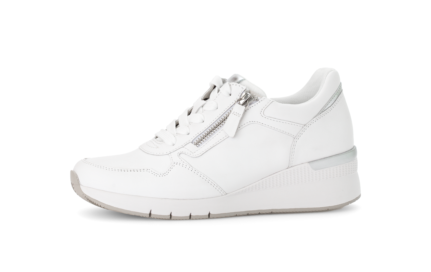 Gabor Comfort 66.508.50 G Fit White & Silver Sneakers with Zip