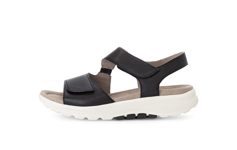 Gabor Rollingsoft 66.815.57 Black Velcro Sandals with Slingback Strap