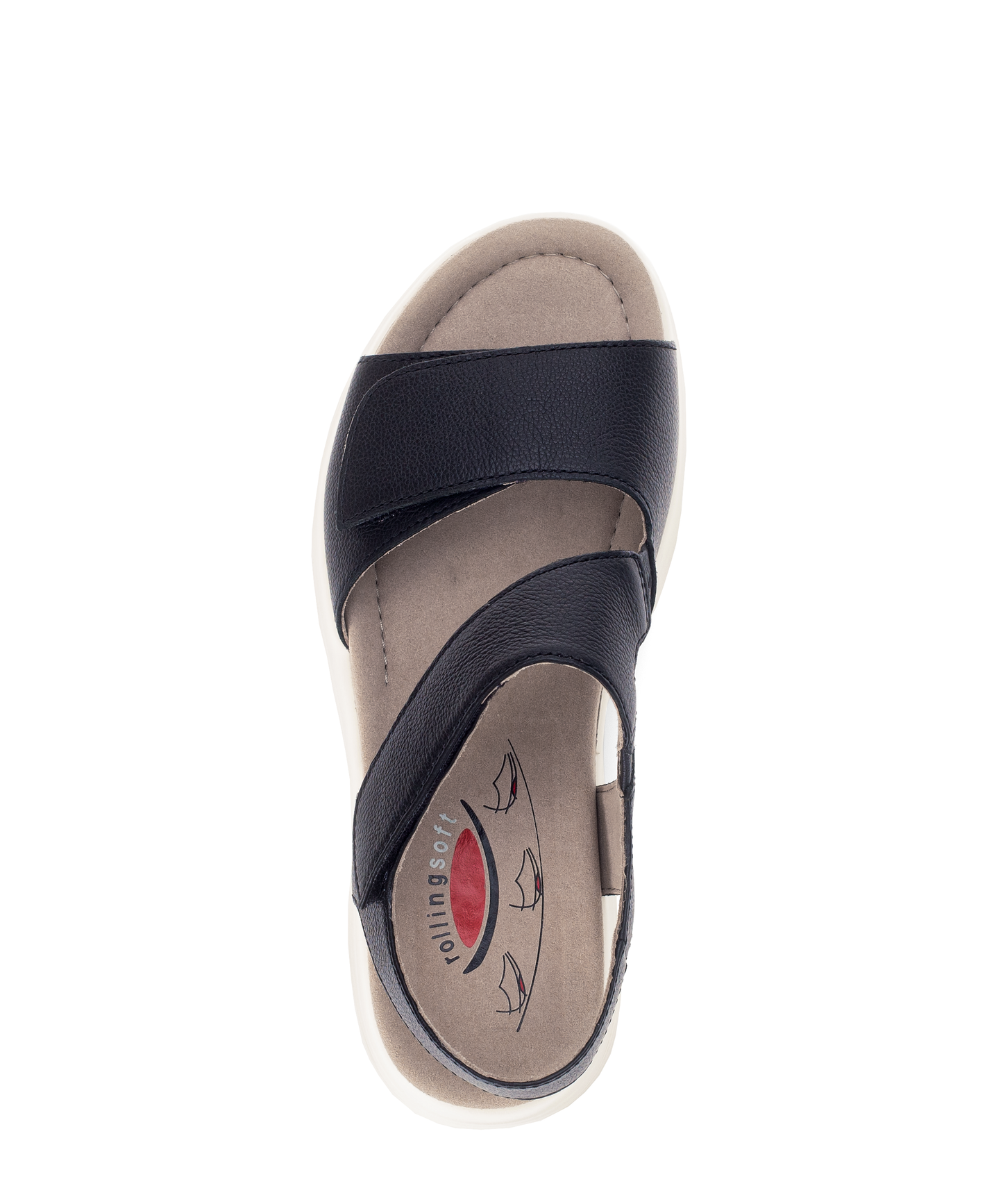 Gabor Rollingsoft 66.815.57 Black Velcro Sandals with Slingback Strap