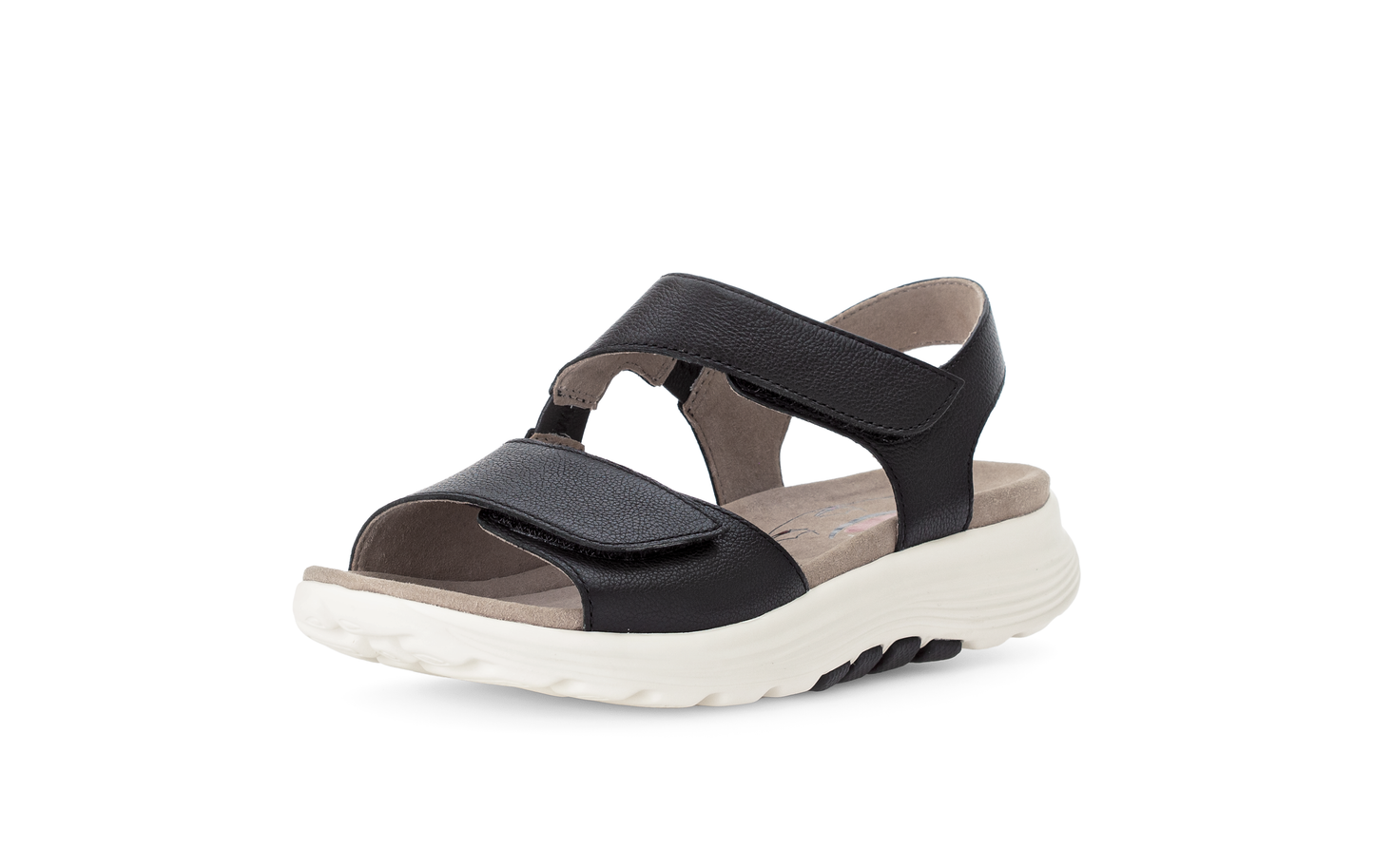 Gabor Rollingsoft 66.815.57 Black Velcro Sandals with Slingback Strap