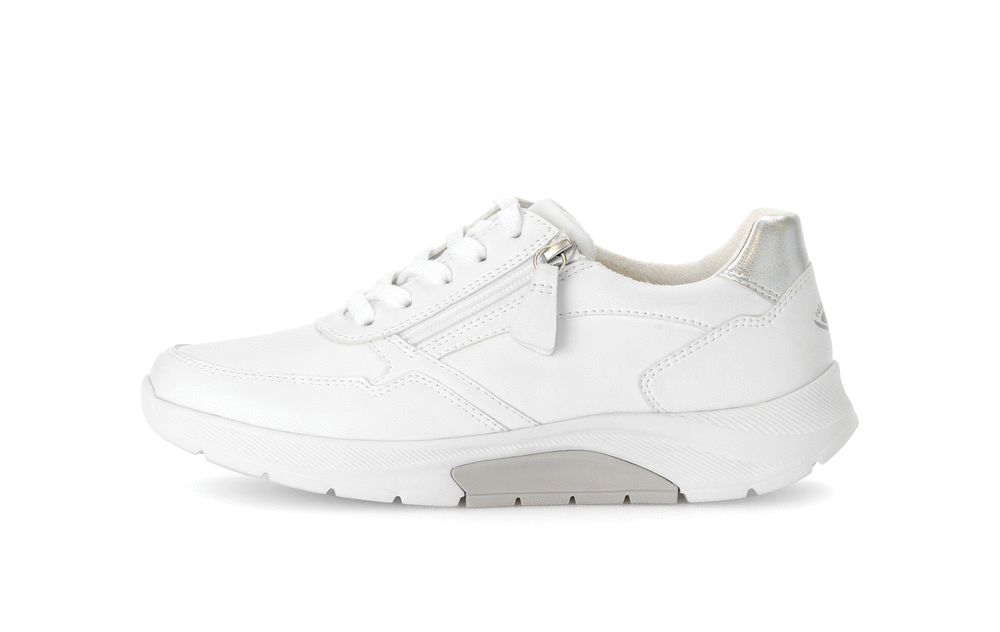 Gabor Rollingsoft 66.927.10 White & Silver Sneakers with Zip