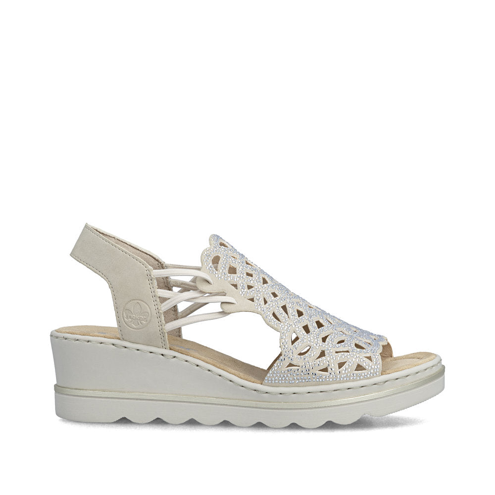 Rieker 67465-62 Beige Sparkle F 1/2 Fit Slingback Sandals