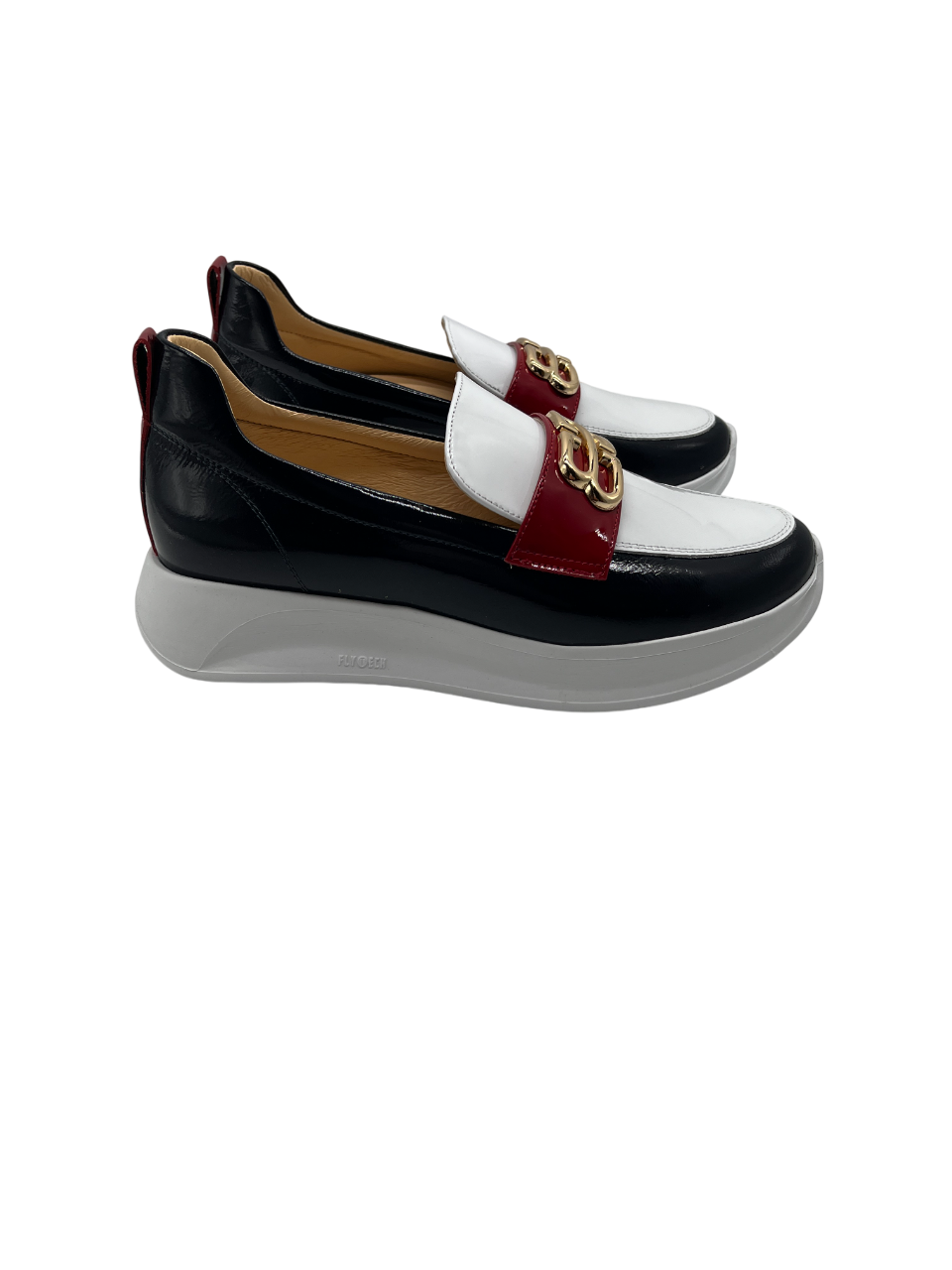 Bioeco by Arka 6754 2293+0345+0433 Navy, White & Red Multicolour Patent Slip On Shoes