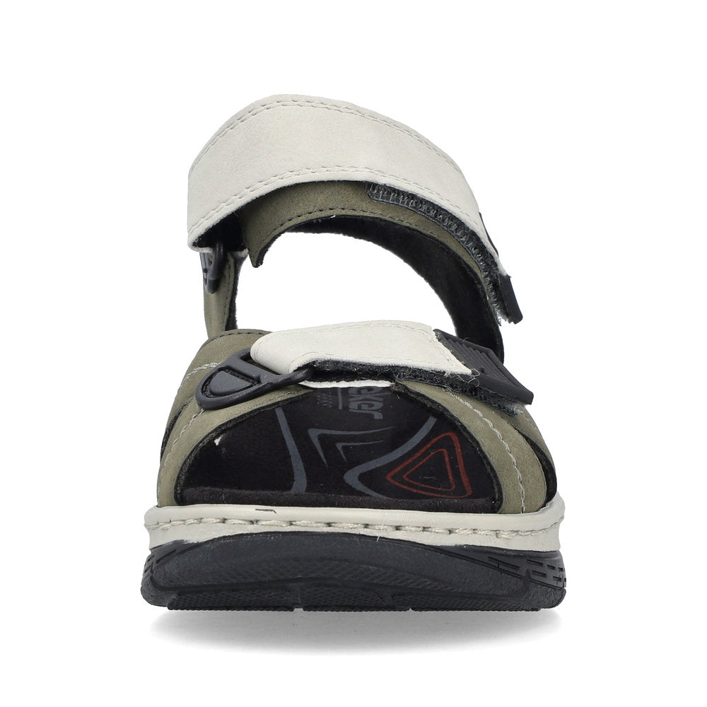 Rieker 67651-54 Khaki & Off White Combi Velcro Sandals with Slingback Strap