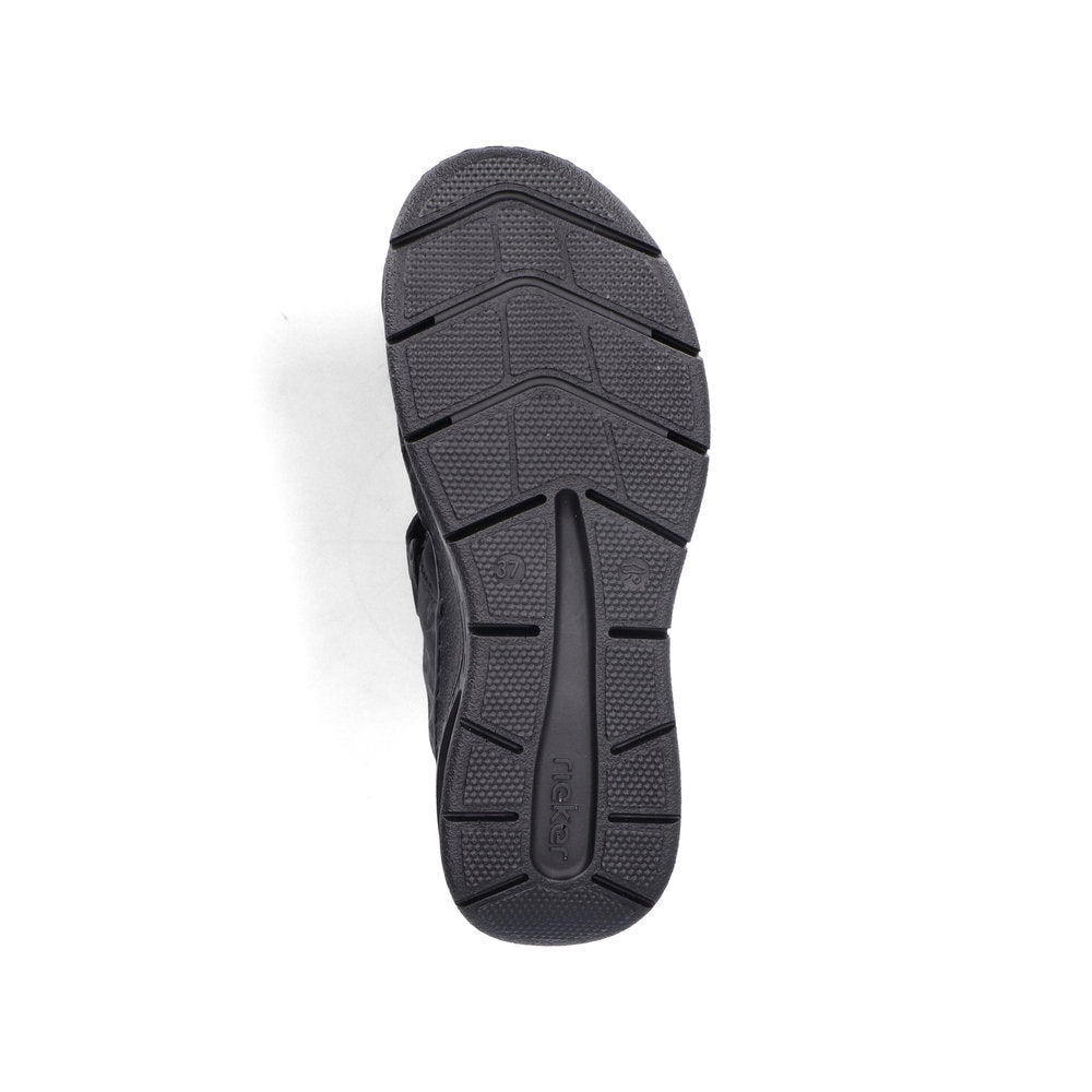 Rieker 67666-00 Black Print Velcro Sandals with Slingback Strap