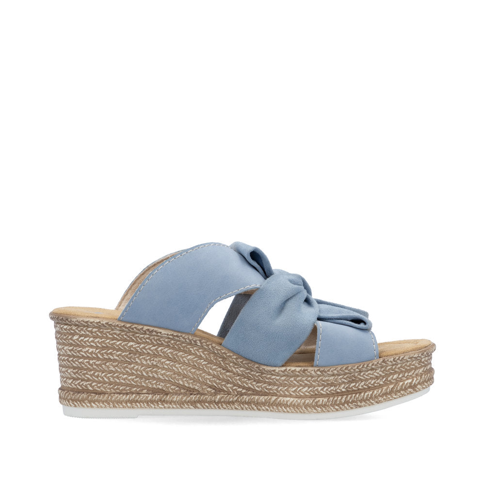 Rieker 68789-10 Aqua Blue Bow Slip On Wedge Sandals