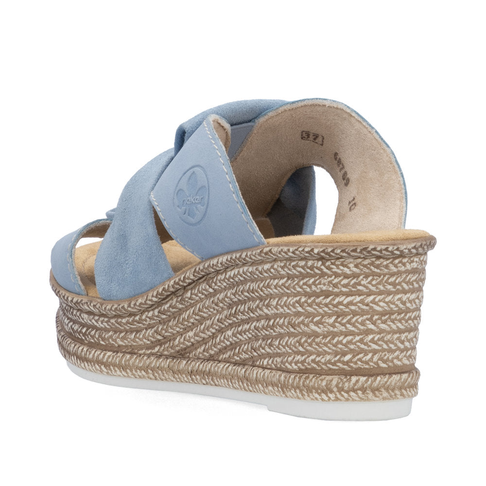Rieker 68789-10 Aqua Blue Bow Slip On Wedge Sandals