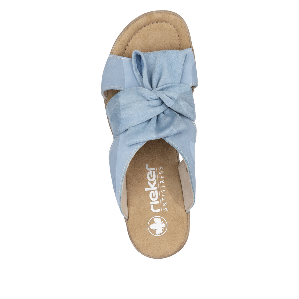 Rieker 68789-10 Aqua Blue Bow Slip On Wedge Sandals