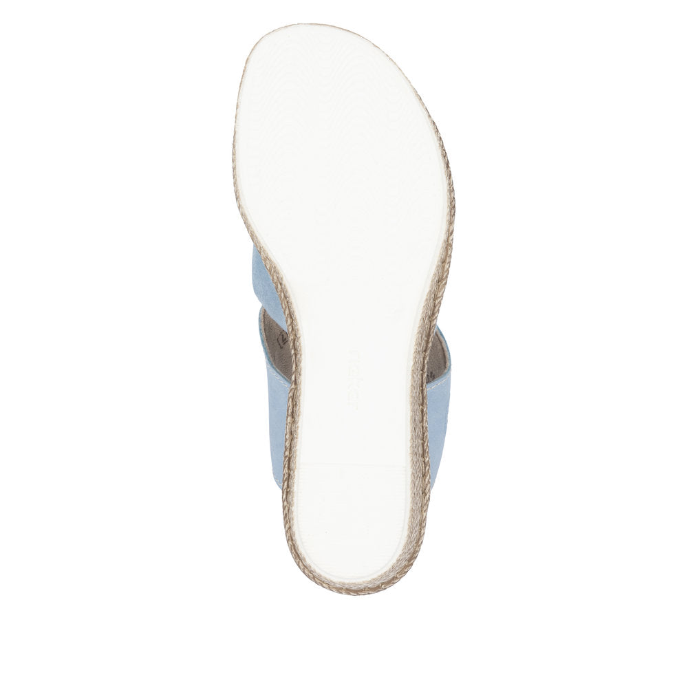 Rieker 68789-10 Aqua Blue Bow Slip On Wedge Sandals
