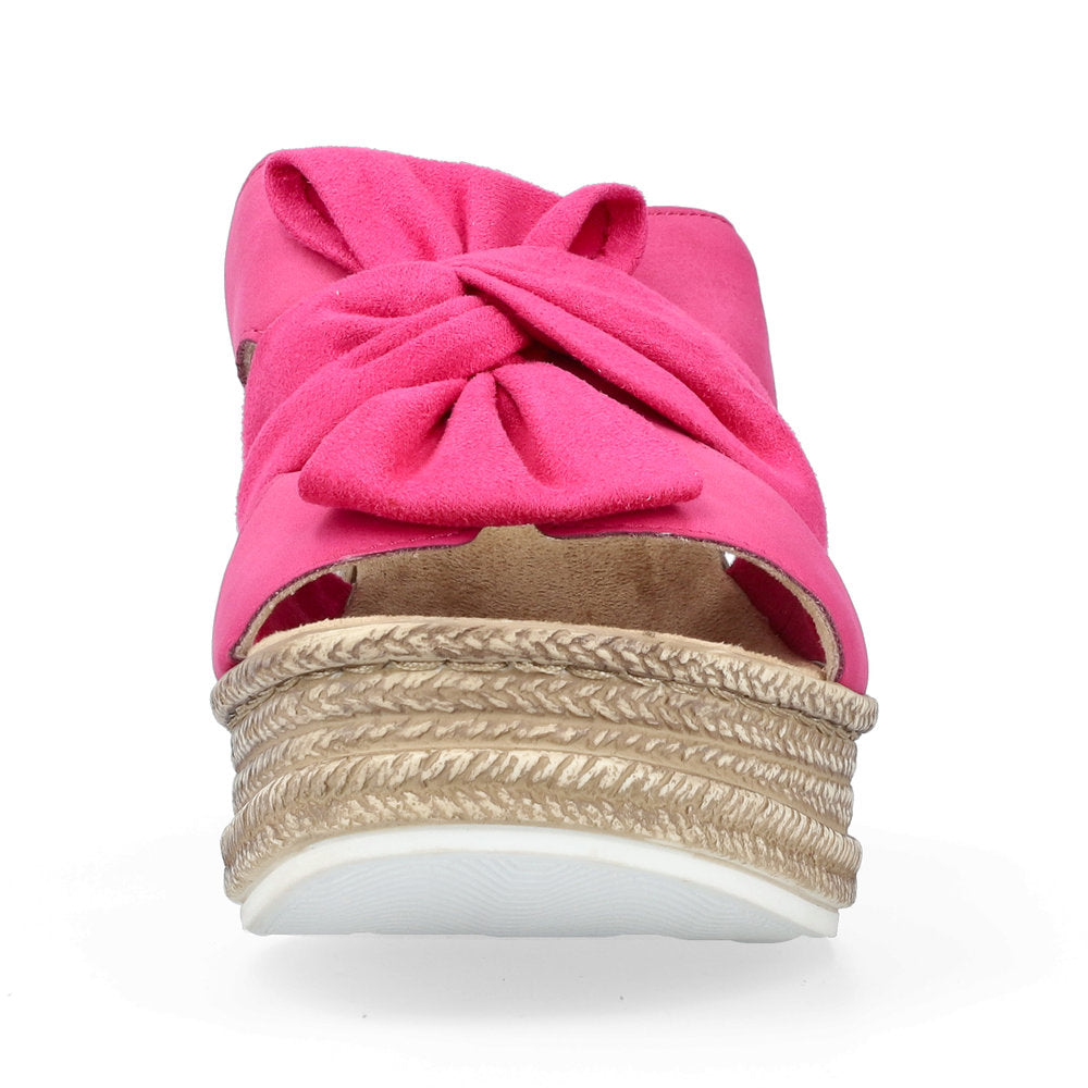 Rieker 68789-31 Cerise Pink Bow Slip On Wedge Sandals
