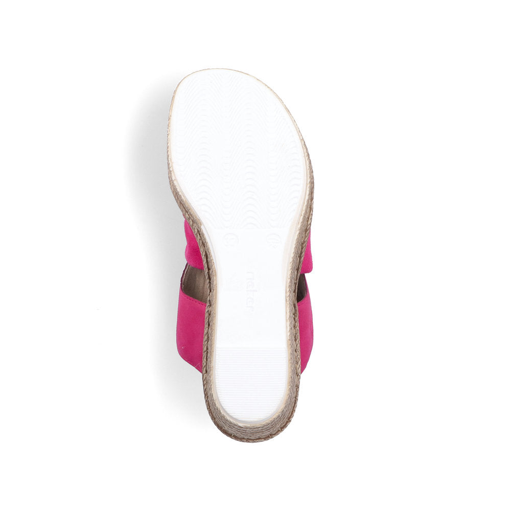 Rieker 68789-31 Cerise Pink Bow Slip On Wedge Sandals