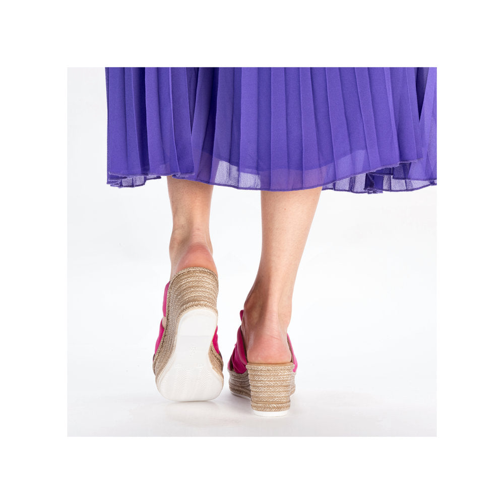 Rieker 68789-31 Cerise Pink Bow Slip On Wedge Sandals