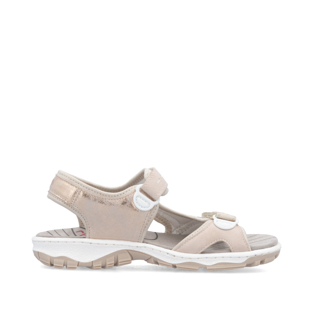 Rieker 68866-31 Rose & Pearl Combi Velcro Sandals with Slingback Strap
