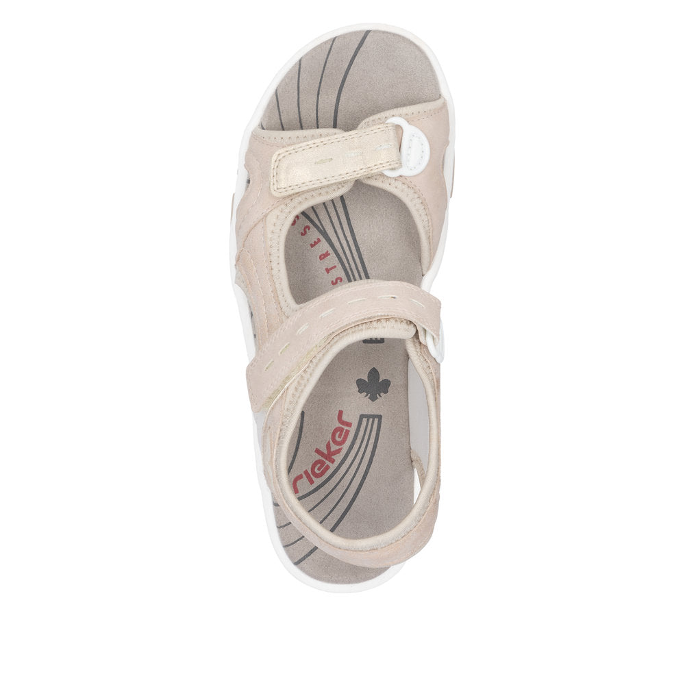 Rieker 68866-31 Rose & Pearl Combi Velcro Sandals with Slingback Strap