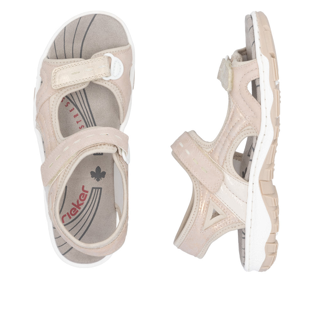 Rieker 68866-31 Rose & Pearl Combi Velcro Sandals with Slingback Strap