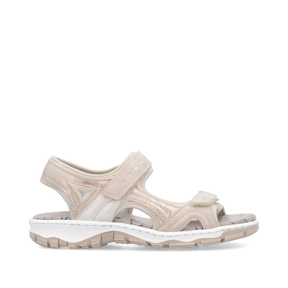 Rieker 68866-31 Rose & Pearl Combi Velcro Sandals with Slingback Strap