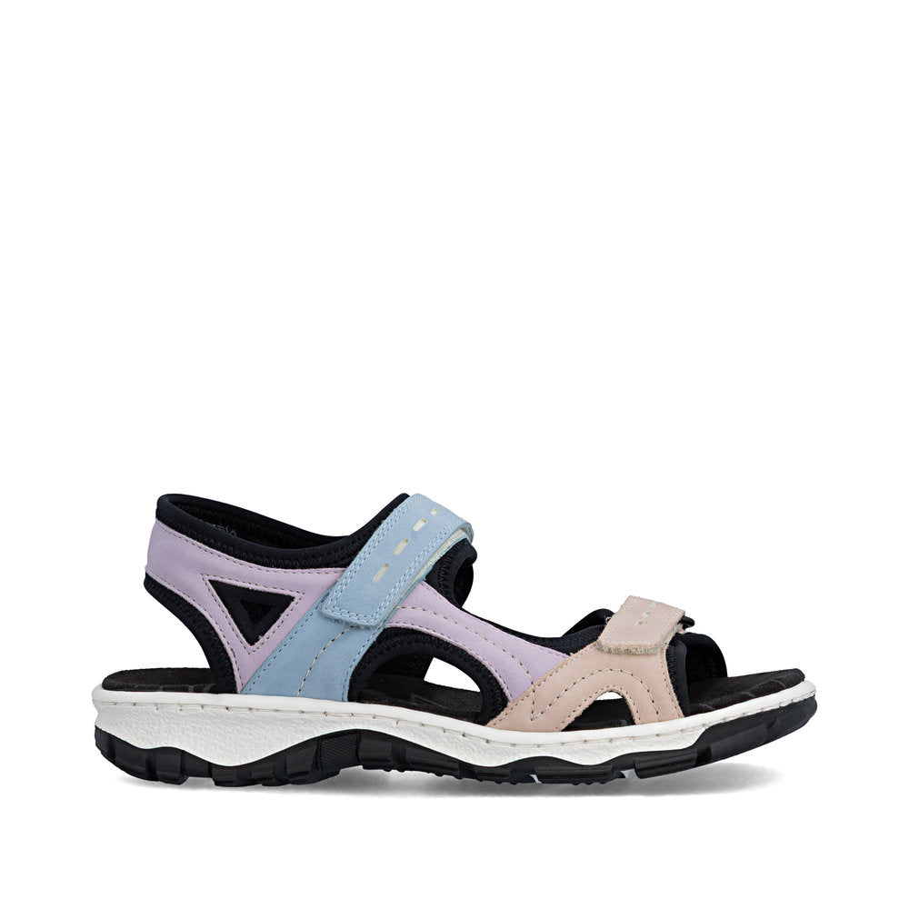 Rieker 68866-93 Mauve, Blue & Black Combi E 1/2 Fit Slingback Sandals