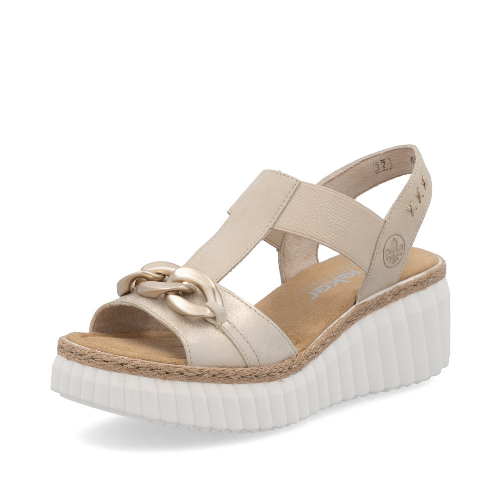 Rieker 69158-60 Beige Slingback Wedge Sandals