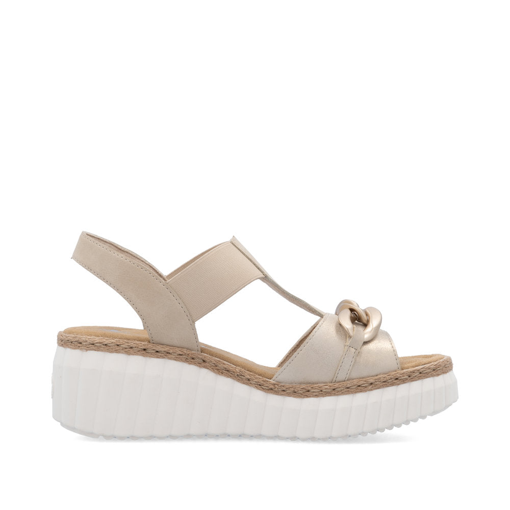 Rieker 69158-60 Beige Slingback Wedge Sandals