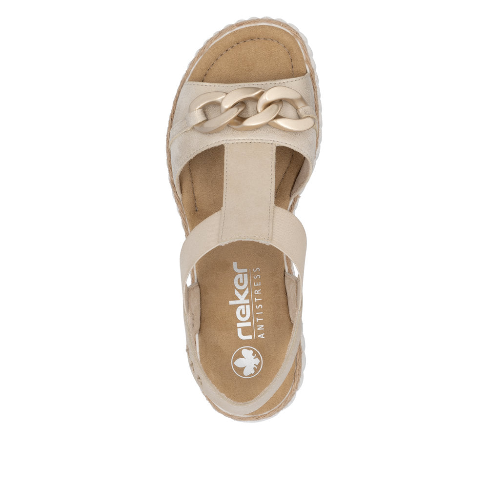 Rieker 69158-60 Beige Slingback Wedge Sandals