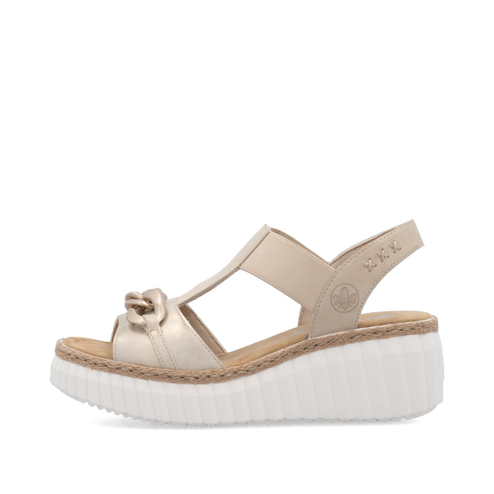 Rieker 69158-60 Beige Slingback Wedge Sandals