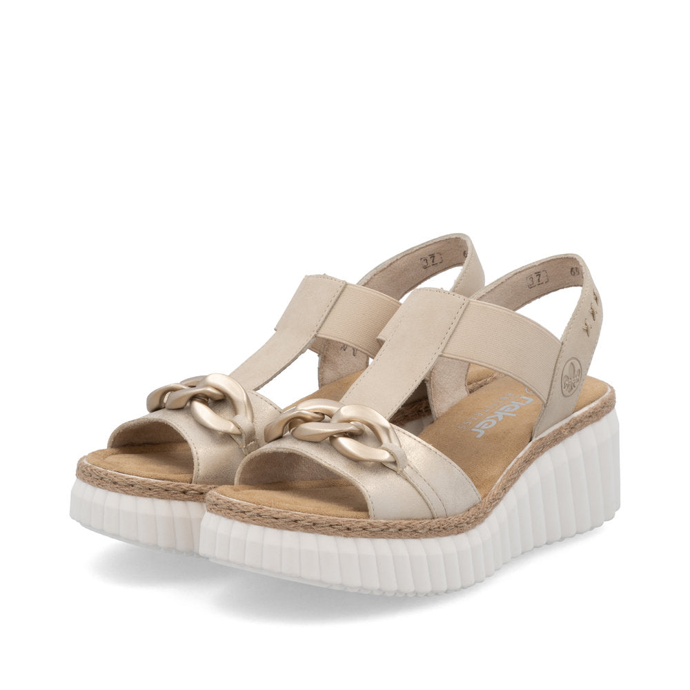 Rieker 69158-60 Beige Slingback Wedge Sandals