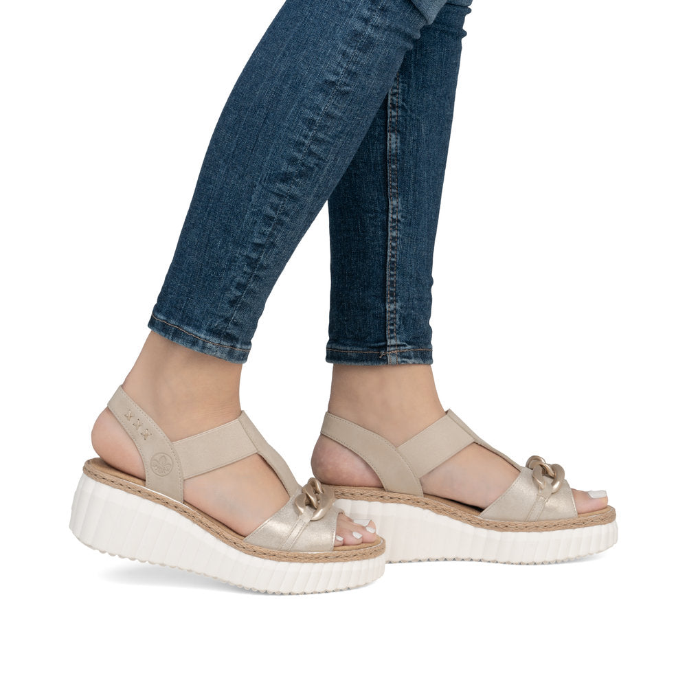 Rieker 69158-60 Beige Slingback Wedge Sandals