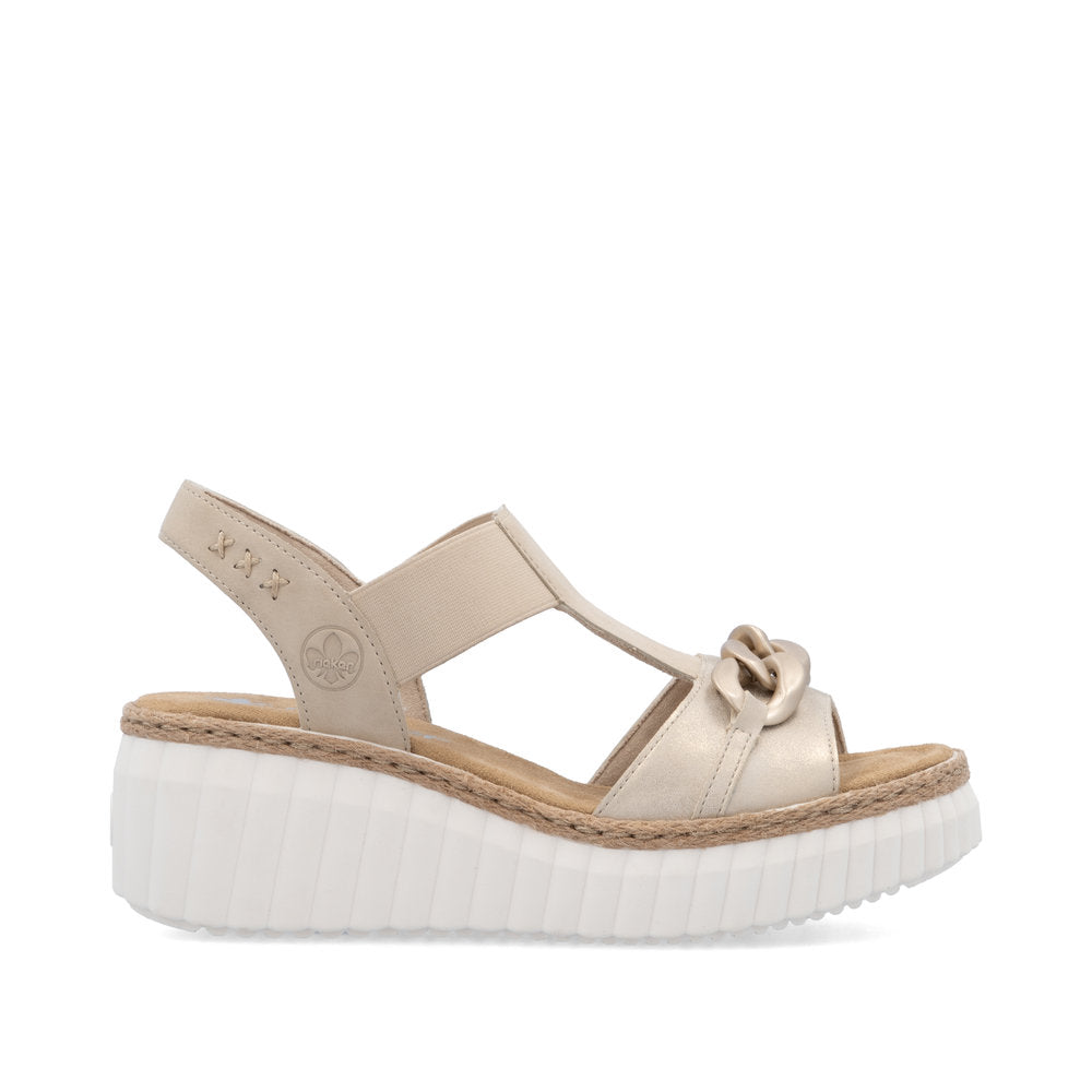 Rieker 69158-60 Beige Slingback Wedge Sandals