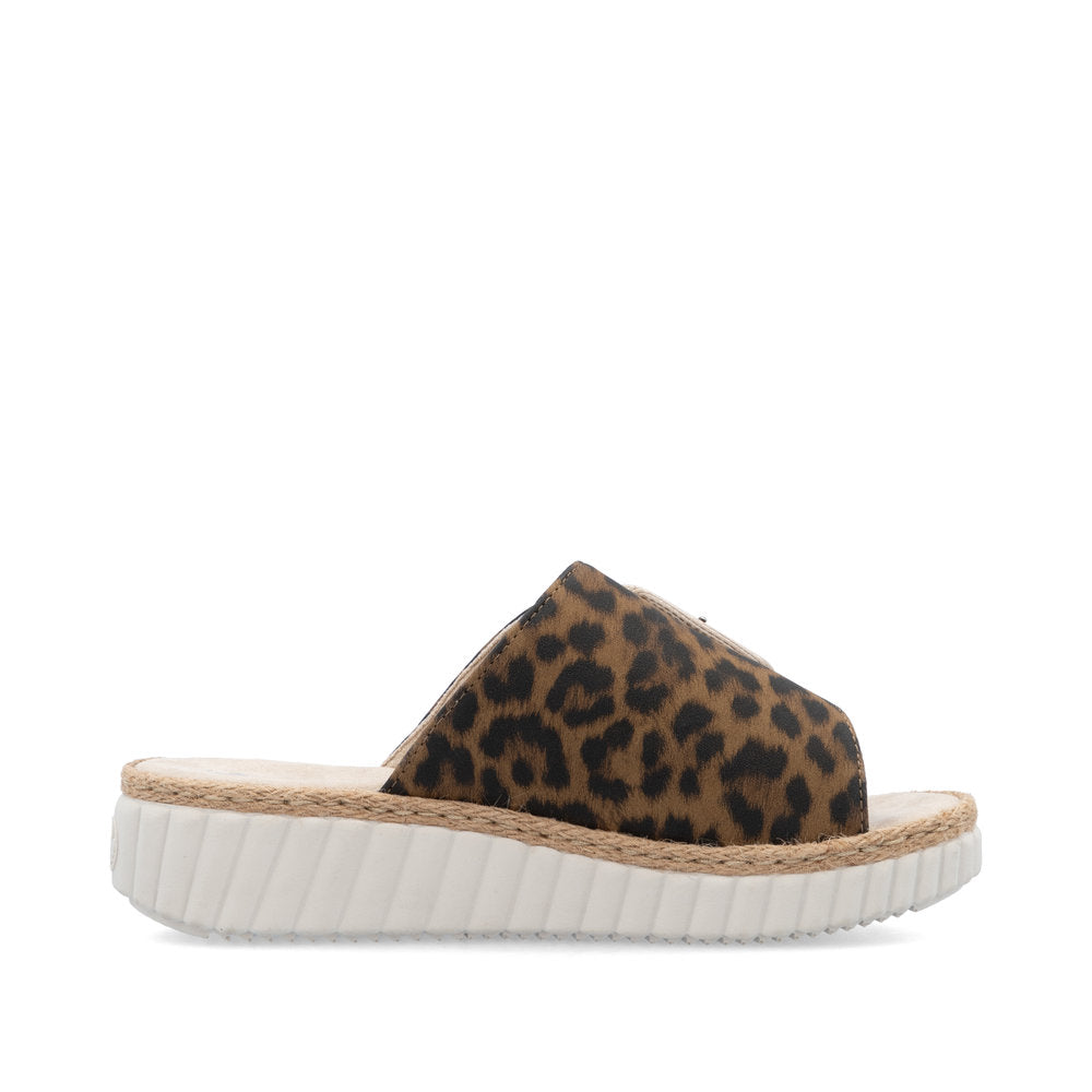Rieker 69253-92 Leopard H Fit Slip On Sandals