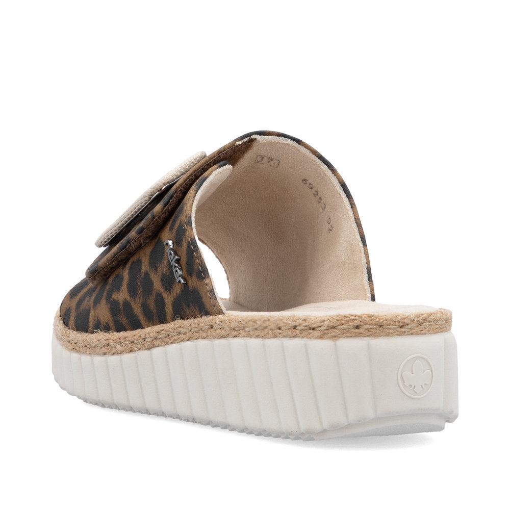 Rieker 69253-92 Leopard H Fit Slip On Sandals